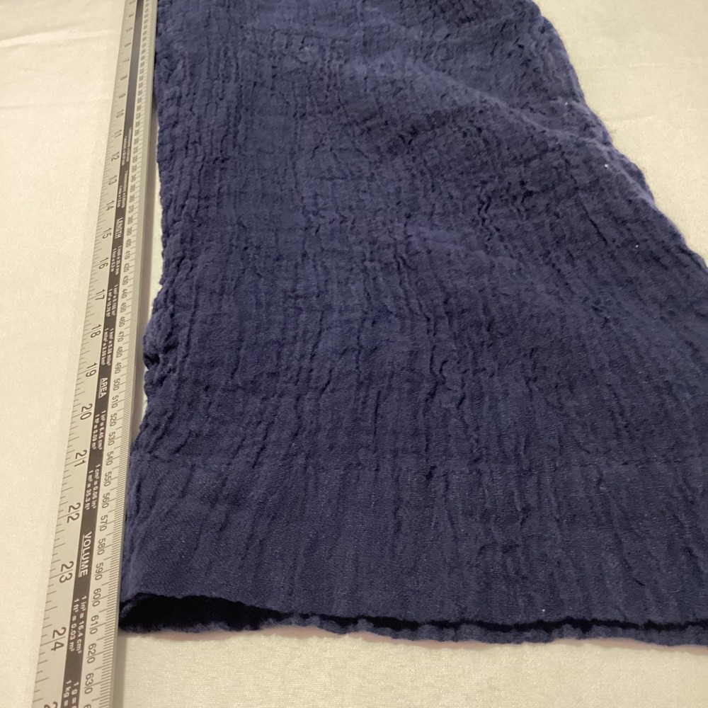 Tahari Linen Wide Leg Cropped Pants Womens Size Medium Navy Blue Crinkle Boho - Picture 6 of 8